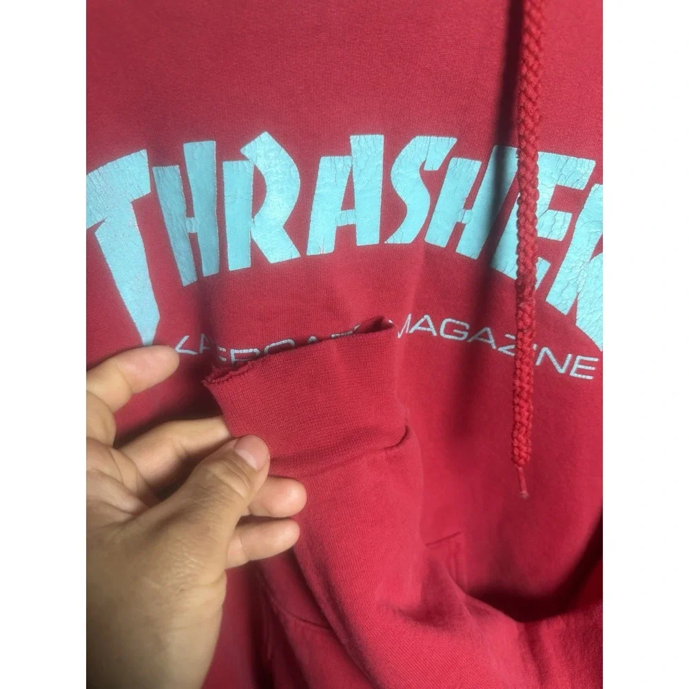 Thrasher Magazine Red w/ Aqua Blue Logo Hoodie size S